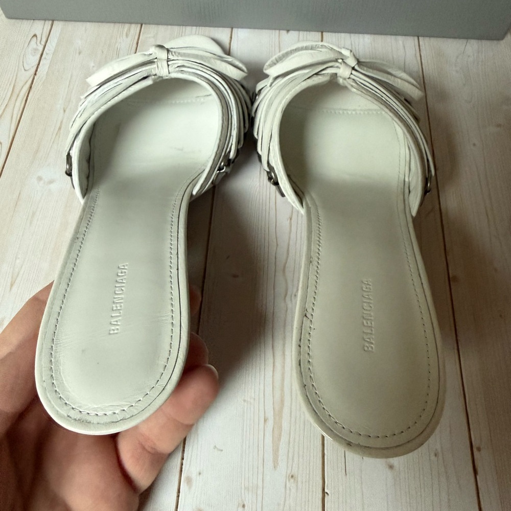 Balenciaga Cagole Leather Slide Sandal Optic White Sz 36 / 6 - Picture 12 of 16